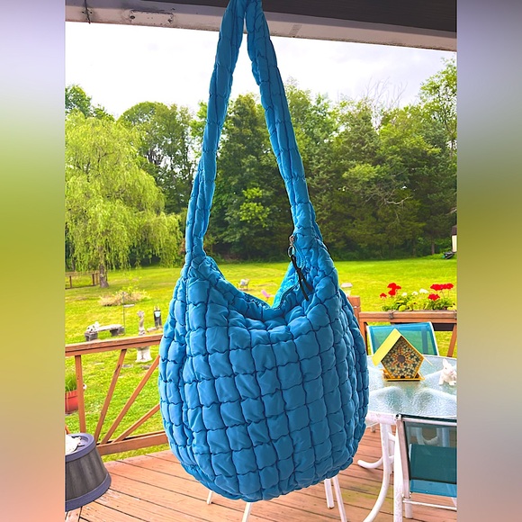 Handbags - Quilted Blue Shoulder Bag